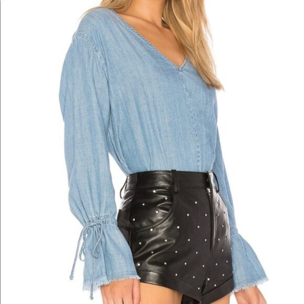 Rails sz Small Zimi V-Neck Top w/ Tie Wrist Bell Sleeves